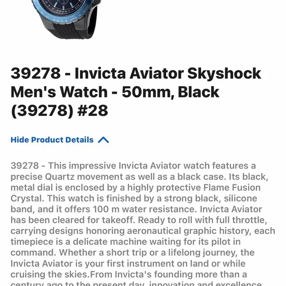 Invicta Men's Watch with Black Dial and Blue Bezel